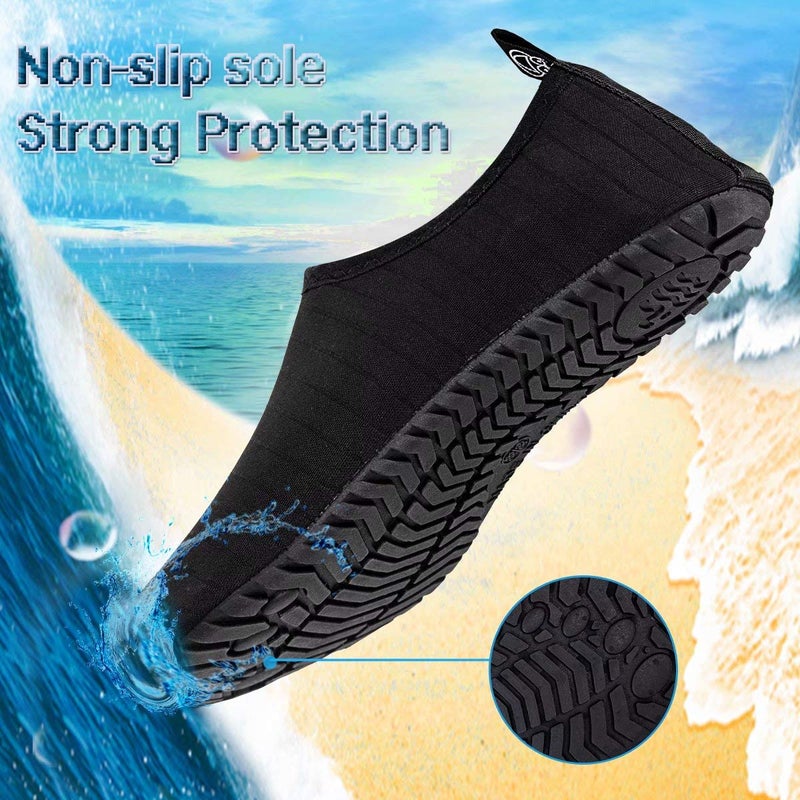 YALOX Water Shoes Women's Men's Outdoor Beach Swimming Aqua Socks Quick-Dry Barefoot Shoes Surfing Yoga Pool Exercise(Black,38/39EU), 7.5-8.5 Women/6-7 Men - Image 3